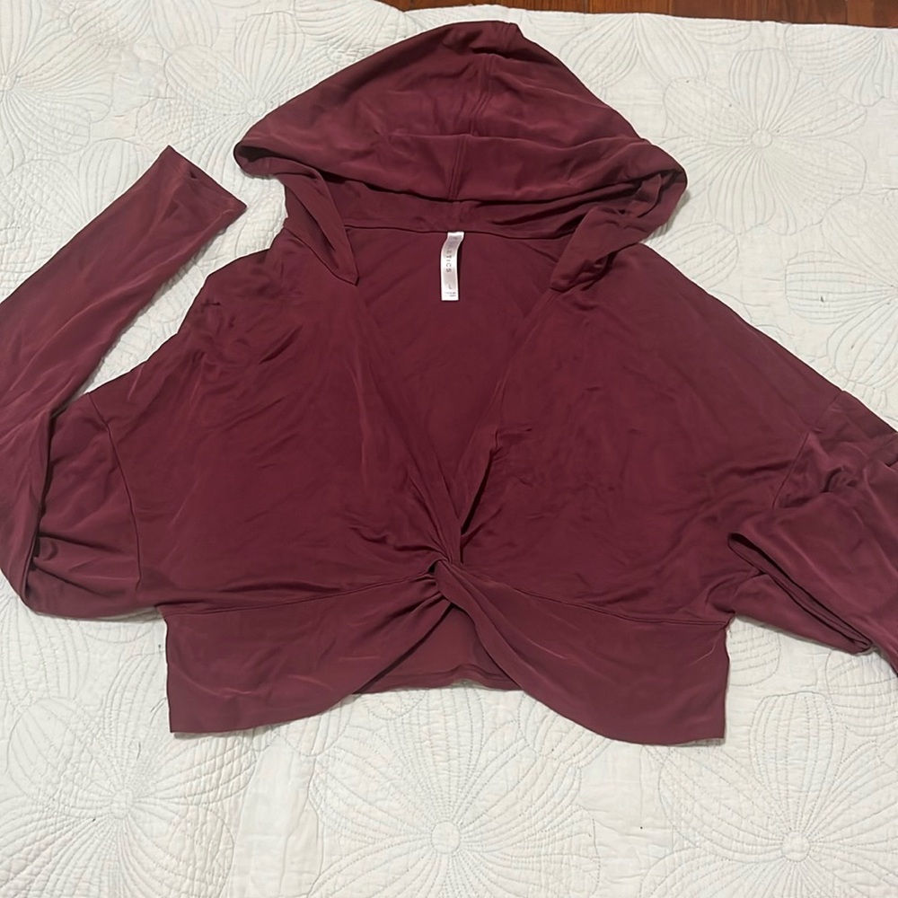 Fabletics Liv Twist-Front Long Sleeve Hoodie in Port Wine